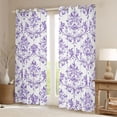 thumbnail image 2 of Homewish Dreamy Purple Damask Black Out Curtains, Tribal Bohemian Floral Curtains Pack of 2 (42x63 Each), Teens Girls Adult Women Bedroom Curtains, Curtains and Drapes Bedroom Decor, 2 of 6