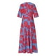 thumbnail image 5 of Delliss Vestidos elegantes de verano para mujer Vestidos hasta el tobillo para mujer Vestidos de moda con manga en el codo Vestidos largos con estampado de dama con manga Rosa fuerte M,Purple,L, 5 of 6