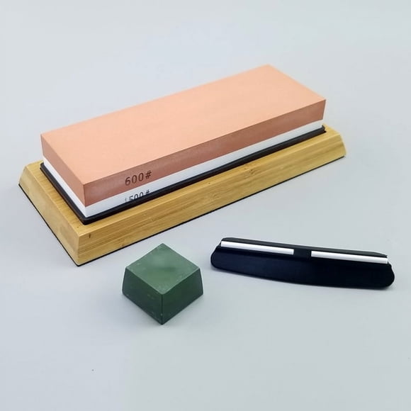 Jinsinto SHAN ZU Whetstone 2 in 1 Knife Sharpener Whetstone Non-Slip Bamboo Base