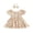 Khaki, variant on BemeyourBBs Kids Toddler Baby Girls Summer Smocked Dress Little Girl Cotton Linen Outfit Bow Print Short Sleeve Square Neck Ruffle Dress and Headband Set