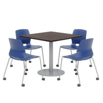 Olio Designs Espresso Square 36in Lola Dining Set - Navy Caster Chairs