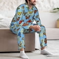 thumbnail image 7 of Lsque Multicolored Butterflies Pattern Long Sleeve Pajama Set for Men - Soft 2-Piece Sleepwear and Loungewear Set with Pockets, Comfy Nightwear-Small, 7 of 7