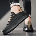 thumbnail image 5 of Men's Black Casual Platform Shoes, Waterproof Lace-Up Thick Sole Walking Shoes, Non-Slip Comfortable Work Shoes for Daily Wear, Business Casual, 5 of 10