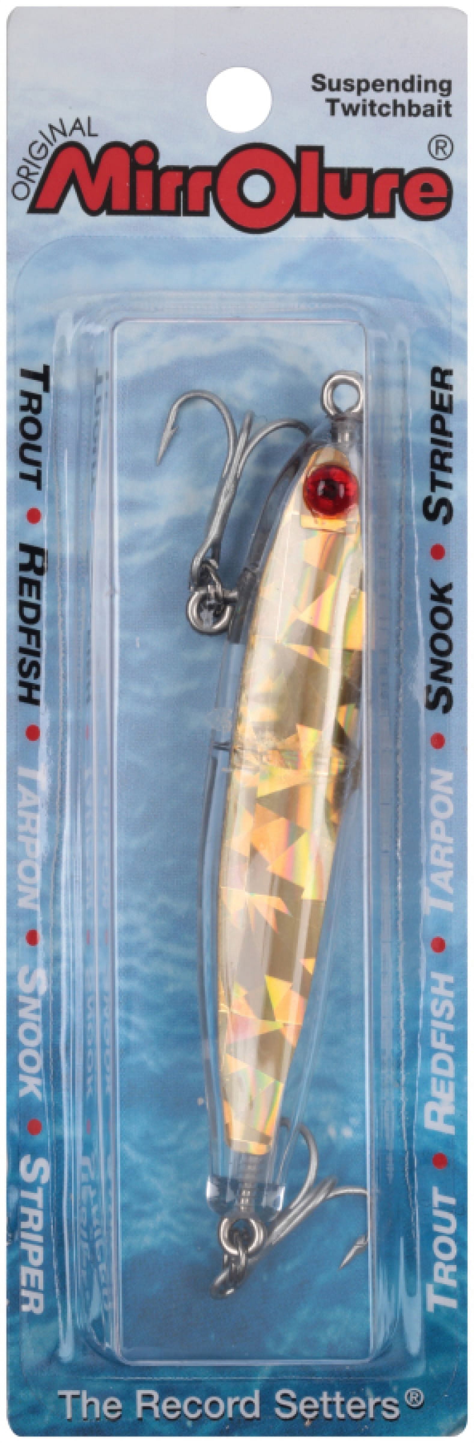 MirrOlure MirrOminnow Suspending Twitchbait Fishing Lure, Gold/Broken Glass