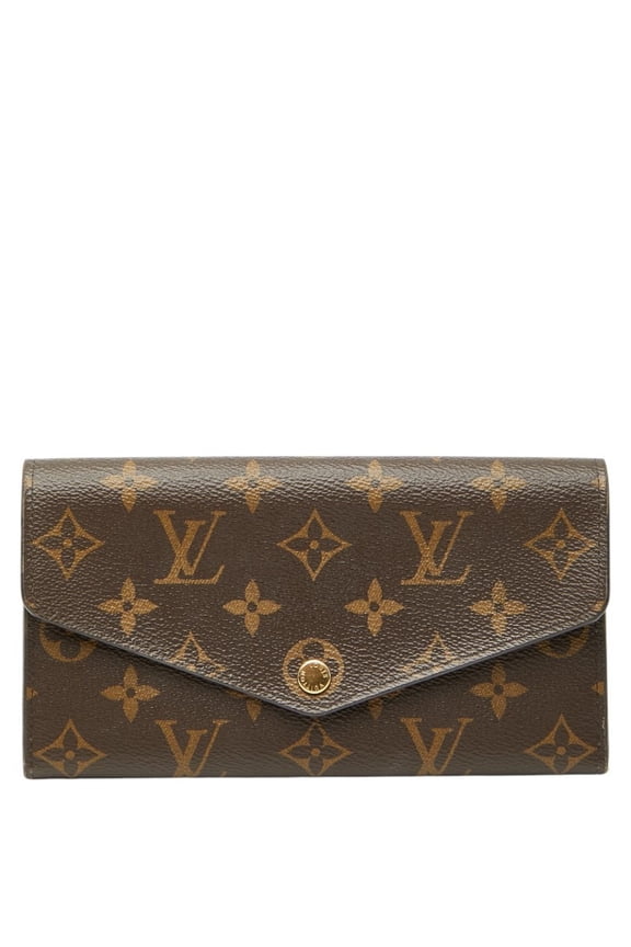 Pre-Owned Louis Vuitton Monogram Portefeuille Sarah Long Wallet M62234 Brown Fuchsia Leather...