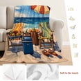 thumbnail image 5 of Coastal Beach Blanket Soft Cozy Warm Twin Blanket for Bed, Plush Fuzzy Flannel Fleece Blankets for Sofa, Vintage Summer Ocean Sea Wave Oil Painting Throw Blankets for Couch, Gifts for Men, 60"x80", 5 of 9