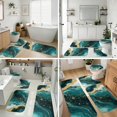 thumbnail image 4 of Blue and Gold Marble Pattern Bathroom Rug Set 4 Piece,Includes Contour,Lid Cover,Bath Mat,Non-Slip Extra Soft Absorbent Washable, 4 of 5