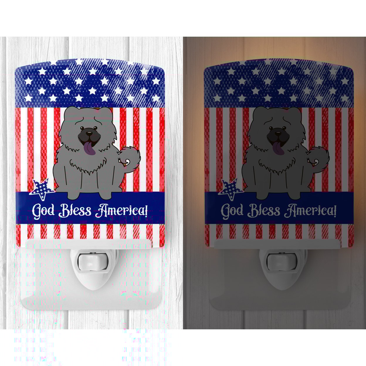 thumbnail image 2 of Caroline's Treasures BB3134CNL Patriotic Chow Chow Blue Ceramic Night Light, 6x4x3", multicolor, 2 of 2
