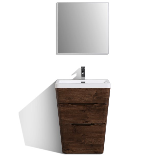 Eviva Victoria 25" Rosewood Modern Bathroom Vanity with White