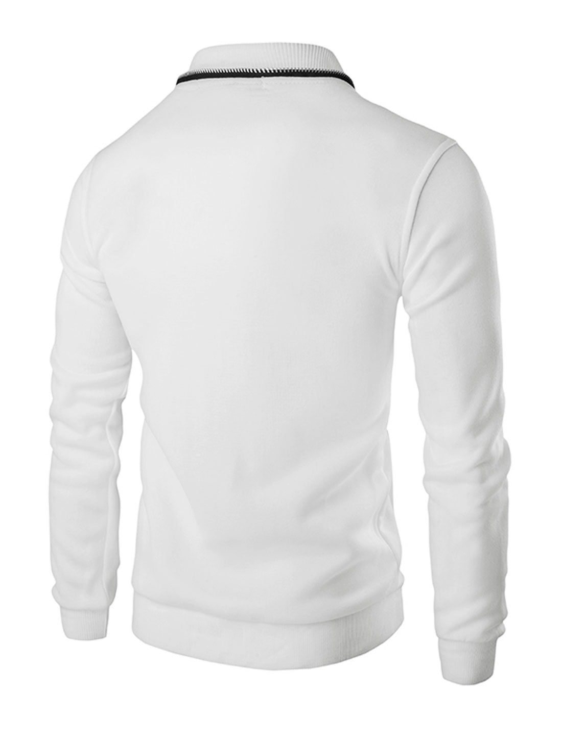 Men's Stand Collar Full Zip Soft Lining Slim Fit Jacket White M ...