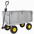 thumbnail image 4 of LuckyNote 4-in-1 Oversized Steel Dump Garden Cart, 880lbs Pullable Mesh Metal Cart, All-Terrain Utility Wagon, Gray, 4 of 10