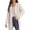 Beige, variant on Women's Mid-Length Knit Cardigan, Solid Color Open Front Sweater, Long Sleeve Pocketed Coat, Soft Casual Outerwear, Autumn Winter Layer Beige L