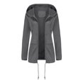 thumbnail image 4 of Womens Anorak Jacket Solid Color Zip Up Pockets Contrast Design Hooded Long Sleeve Outdoor Grey S, 4 of 6