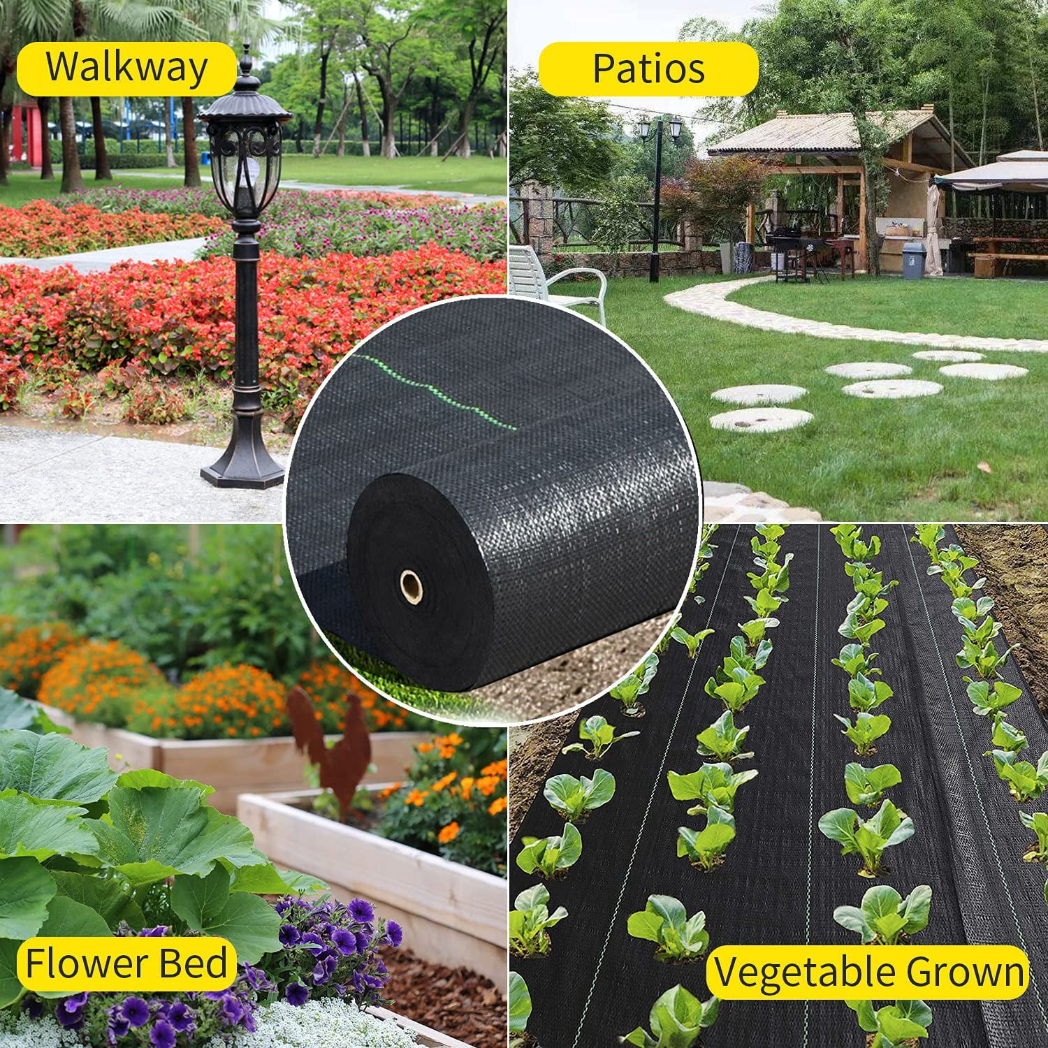 Weed Barrier Landscape Fabric Heavy Duty，Garden Fabric Weed Barrier，Black Mulch for Landscaping, Weed Blocker Fabric Garden Bed Cover Garden Supplies 4x60ft