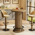 thumbnail image 4 of Tribesigns Round Bar Table, Fluted Wooden Bistro Cocktail Table with Metal Footrest, 35.4" High Top Pub Tables for Small Space, Living Room, 4 of 18