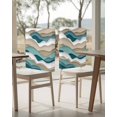 thumbnail image 4 of nqOlkjepod Turquoise Brown Ombre Chair Covers Set of 6, Decorative Chair Back Cover, Modern Geometric Moire Abstract Art Dining Room Chair Slipcovers Removable Chair Protectors Covers for Party, 4 of 7