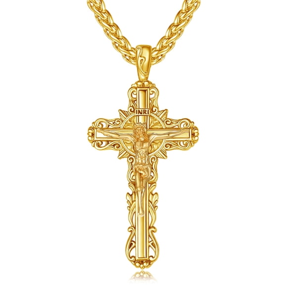 Crucifix Necklace Men Gold Cross Necklace for Men Men's Cross Necklace