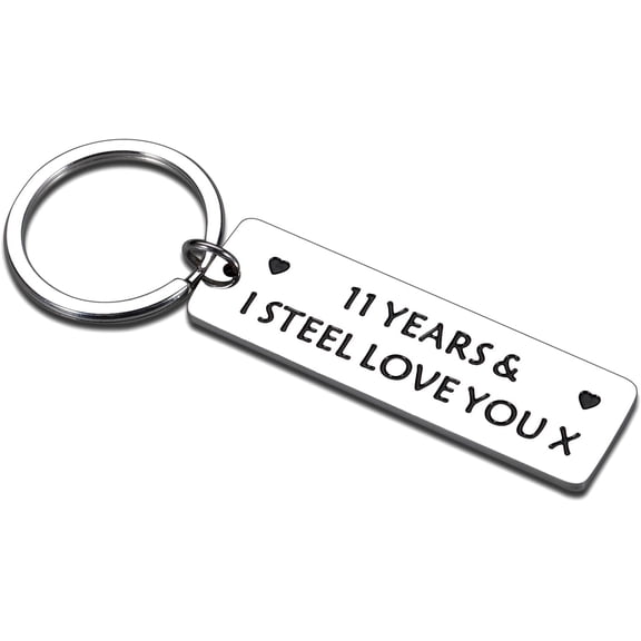 11th Anniversary Steel Gifts, I Love You Gifts for Him Her, 11 Year Anniversary Present for Couple, 11th Anniversary Wedding Gifts for Wife Husband, Anniversary Keychain for Boyfriend, Couple Gifts