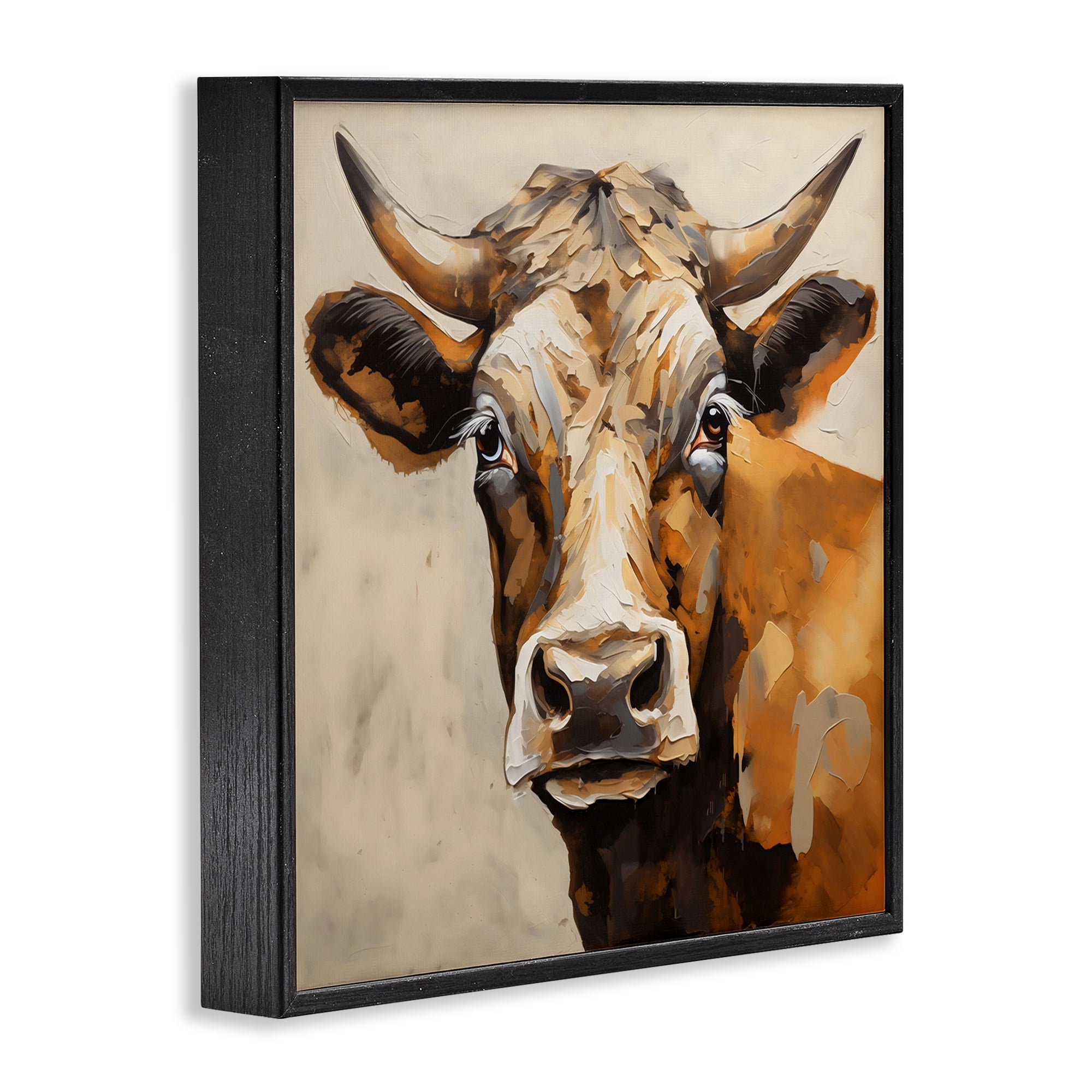 Stupell Industries Beautiful Brown Bovine Black Framed Giclee Art, design by Creative Studio