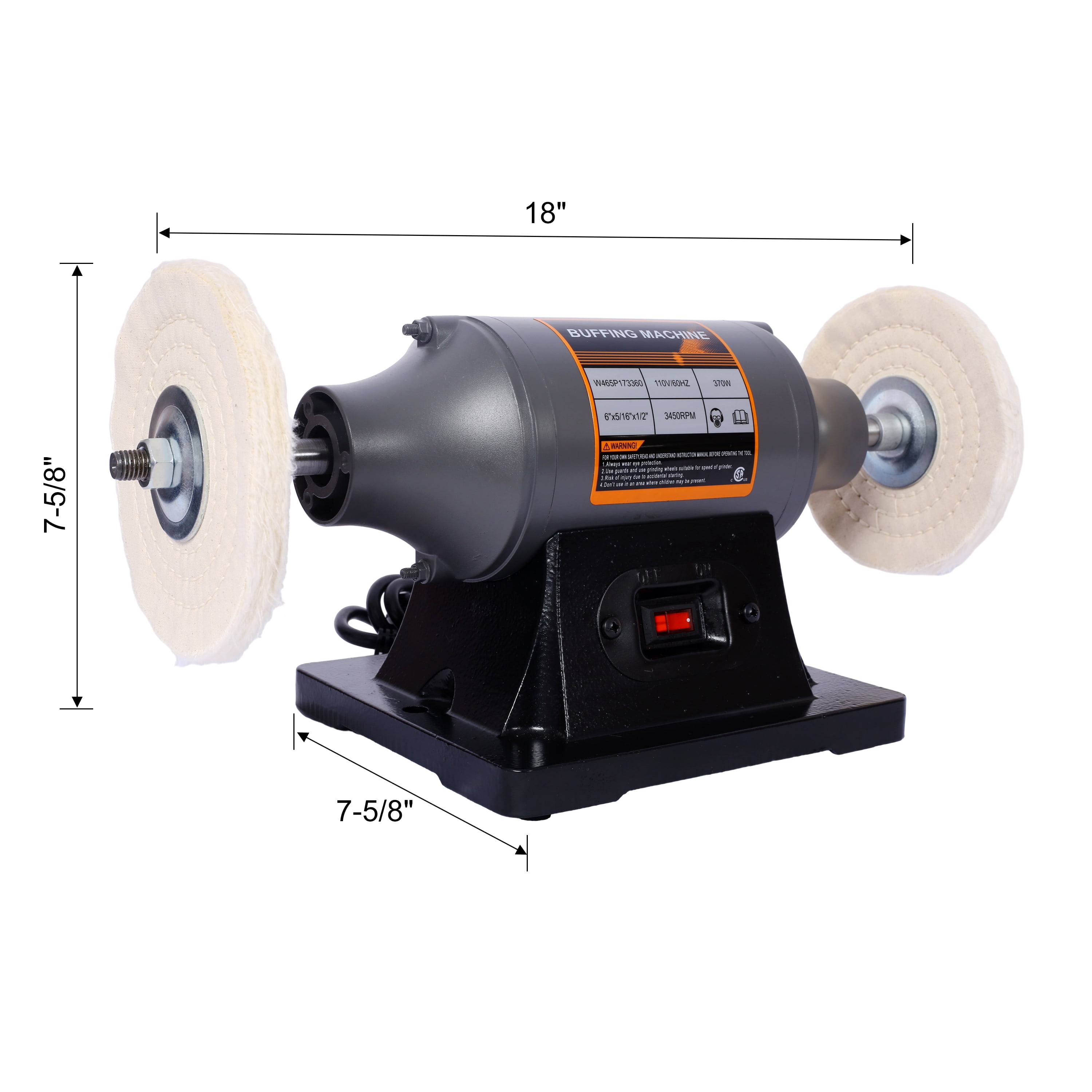 Electric Polisher Benchtop Buffer Grinder  - Includes 4PCs 80Ply Thic Buffing Wheels  Ideal Benchtop Buffing Machine for Polishing  Metal, Jewelry, Knives, Wood, Jade, and Plastic