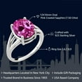 thumbnail image 2 of Gem Stone King 925 Sterling Silver Pink Created Sapphire Ring for Women (7.50 Cttw, Gemstone September Birthstone, Oval 12X10MM, Available in Size 5,6,7,8,9), 2 of 7