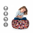 thumbnail image 2 of Cobblestone Storage Toy Bag Chair, Patchwork Style Tribal Bricks of Polka Dot Stripes and Zigzag Pattern Squares, Stuffed Animal Organizer Washable Bag, Small Size, Multicolor, by Ambesonne, 2 of 3