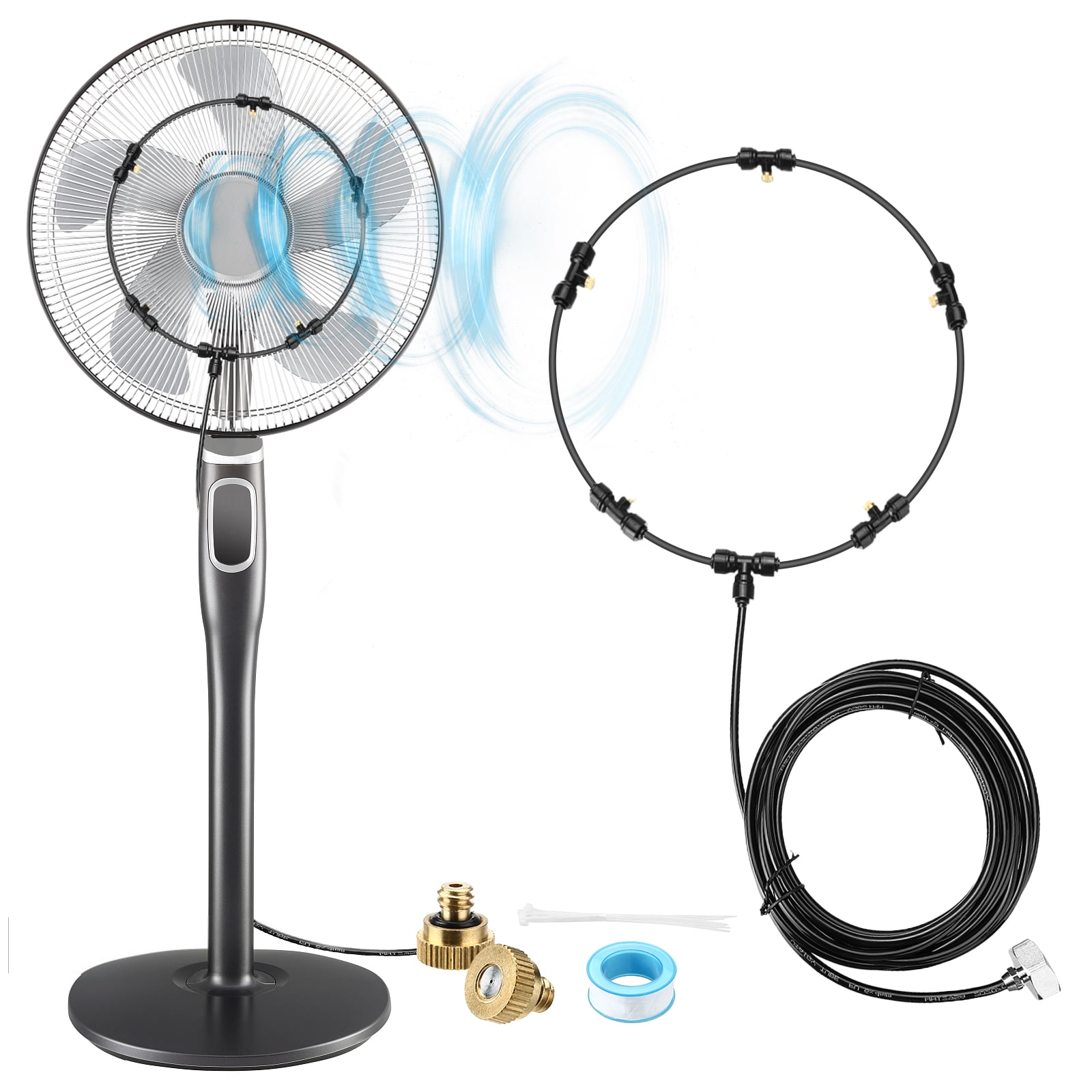 NASUM Outdoor Fan Misting Kit, Auto Misting Spray System for Summer Cooling, Connects to Outdoor Fant for Cooling Patio Surroundings 19.36FT(5.9M)