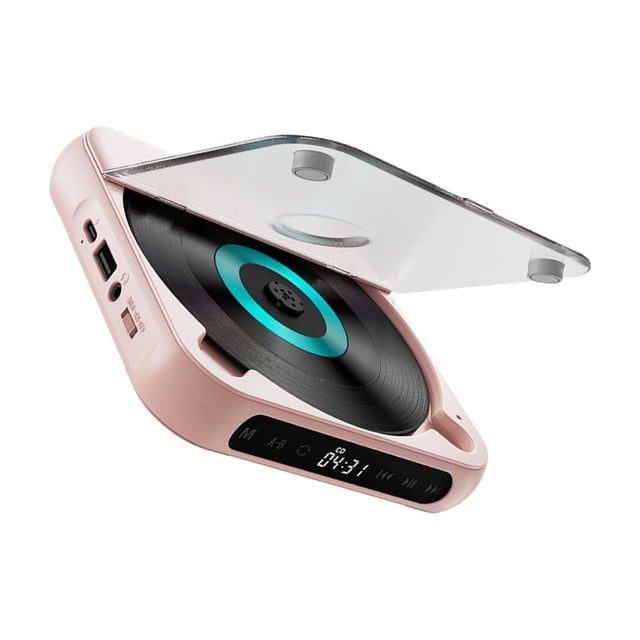 Wweixi Home CD Player With LED Screen USB Port And FM Radio Companion For Language Learners And Music Lovers Mak Pink 135x135x25mm
