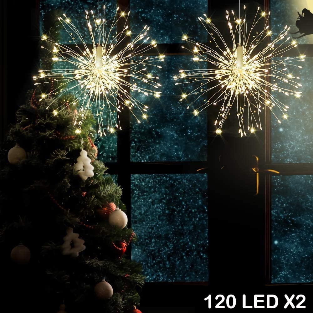 Solar/Battery LED Hanging Starburst Firework String Fairy Light+Remote Decor Xma 