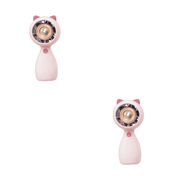 Inteprter Ventilador de mano de escritorio, refrigeración Personal portátil de una sola velocidad, refrigerador decorativo para dormitorio, Rosado 2Conjunto