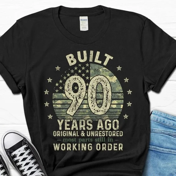 ANUNSHIRT 90Th Birthday Dad T-Shirt, Built 90 Years Ago Shirt, 90 Year Birthday Gift, Unisex S-5XL Hot Trending Shirt, Vintage Birthday Gift