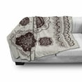 thumbnail image 3 of Oriental Soft Flannel Fleece Throw Blanket, Intricate Hand Drawn Tattoo Paisley Doodle Inspired Design, Cozy Plush for Indoor and Outdoor Use, 50" x 60", Dark Brown Cream, by Ambesonne, 3 of 6