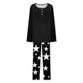 thumbnail image 6 of 2 Piece Sets for Women Linen Outfits Women 2 Piece Plus Womenfashionable and Casual Loose Printed Round Neck Button Up Long Sleeve Pants Pajama Set, 6 of 7