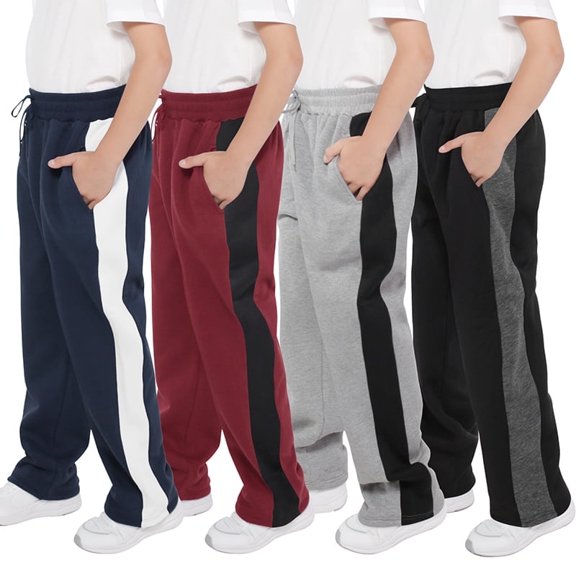 Resinta 4 Pack Boys Fleece Jogger Sweatpants with Pocket Drawstring Soft Youth Active Athletic Jogger Pants for 5-16 Years