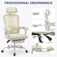 thumbnail image 4 of Qinaqin Ergonómico cm de Alturaigh-Back Oficina Chair con Footrest y Ajustable Lumbar Support Malla E x ecutive Escritorio en Beige, 4 of 7