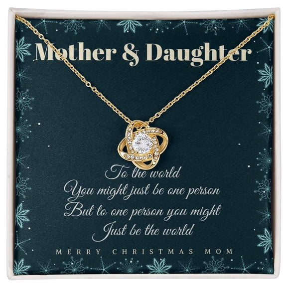 Mother Daughter Jewelry My Mom Beautiful Necklace, A Heartfelt Keepsake From Mom, Dad, Grandparents, Message Card and Box, White Love Knot Necklace