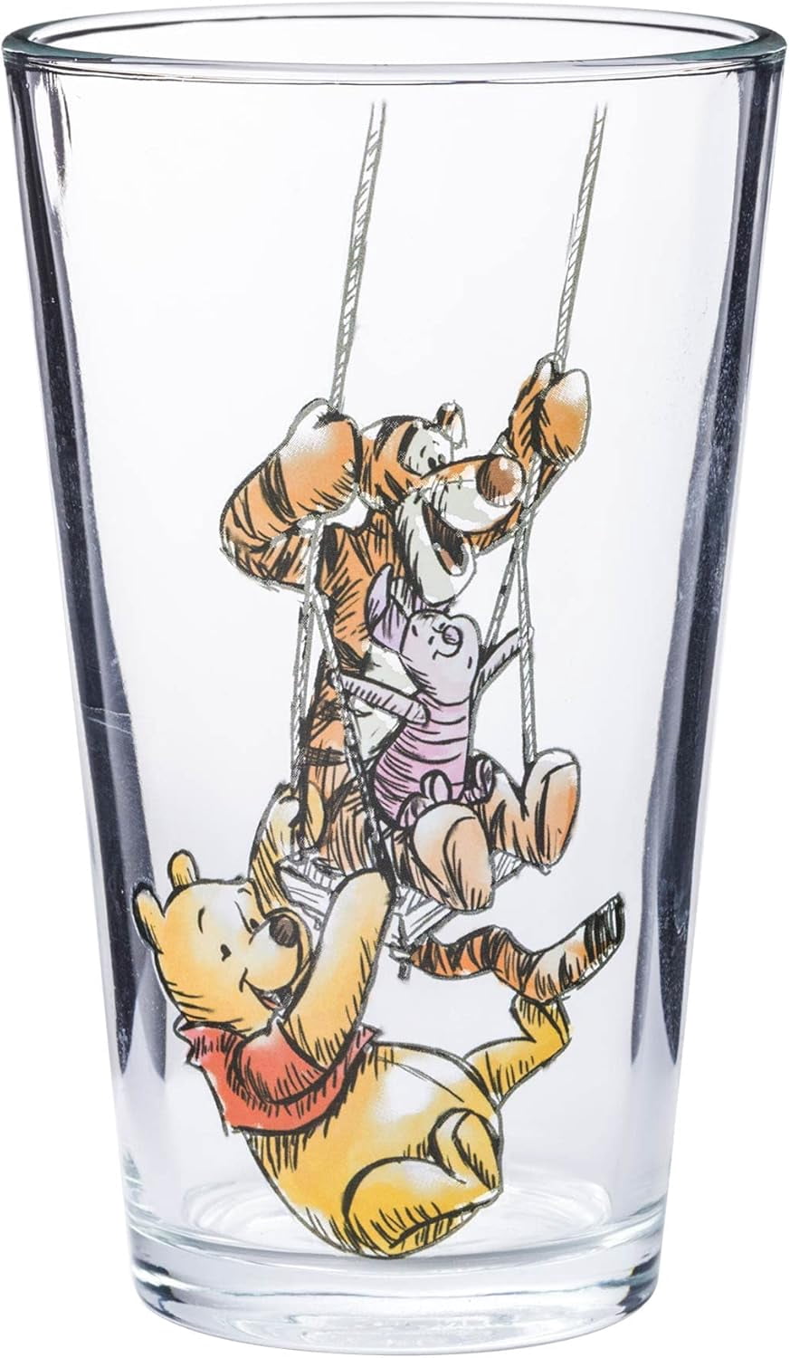 Silver Buffalo Disney's Winnie the Pooh Painted Scenes 4pc Pint Glass Set, 16 Ounces