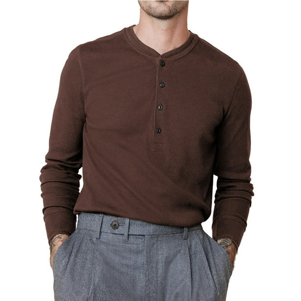 Blusas y camisas de manga larga con cuello redondo para hombre, blusa informal de moda con bloques de color, manga larga, cuello redondo, blusa de poliéster, algodón y poliéster.