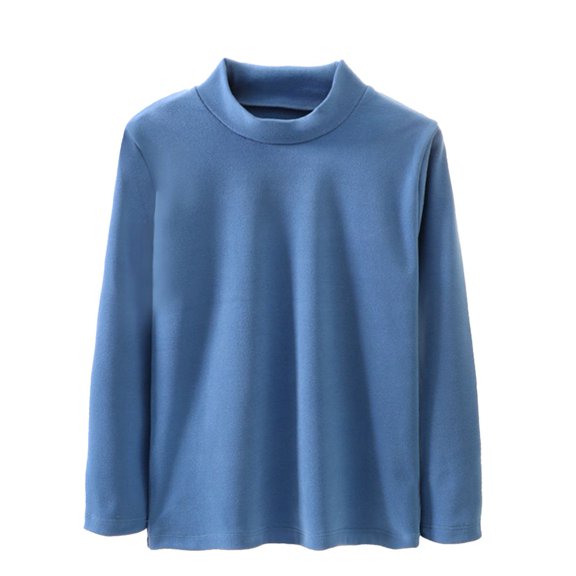 GYRATEDREAM Little Boys Girls Thermal Tops Kids Fall Winter Undershirt Solid Turtleneck Fleece Baselayer Long Sleeve T Shirts Sky Blue for 4-12Y