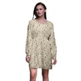 thumbnail image 1 of Bimba Robe Midi à Manches Longues pour Femmes, Coupe Décontractée, Imprimé Baies Bleues et Oiseau Flowerpecker, Taille Moyenne, 1 of 7