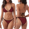 thumbnail image 3 of Disketp Burgundy Floral para Bañador de Dos Piezas para Mujer, Bikini Sexy Halter String, Conjunto de Bikini en Triángulo, 3 of 6