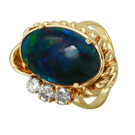 Foreli 0.52CTW Opal And Diamond 14K Yellow Gold Ring