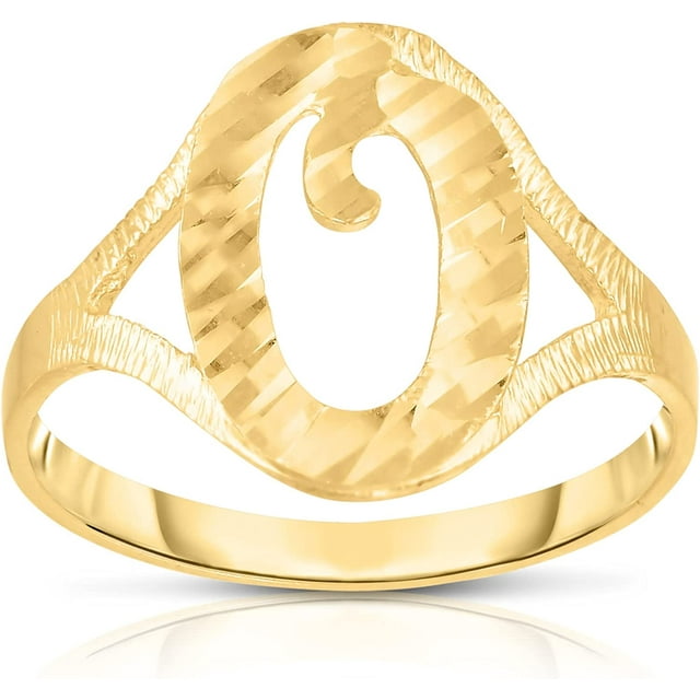 Gold Initial Alphabet Personalized Heart Ring 10K Gold Initial