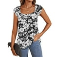 thumbnail image 4 of PVCS Womens Tops Clearance Under $5 Women's Casual Printed Short-Sleeved Neck Tops Blouse, 4 of 7