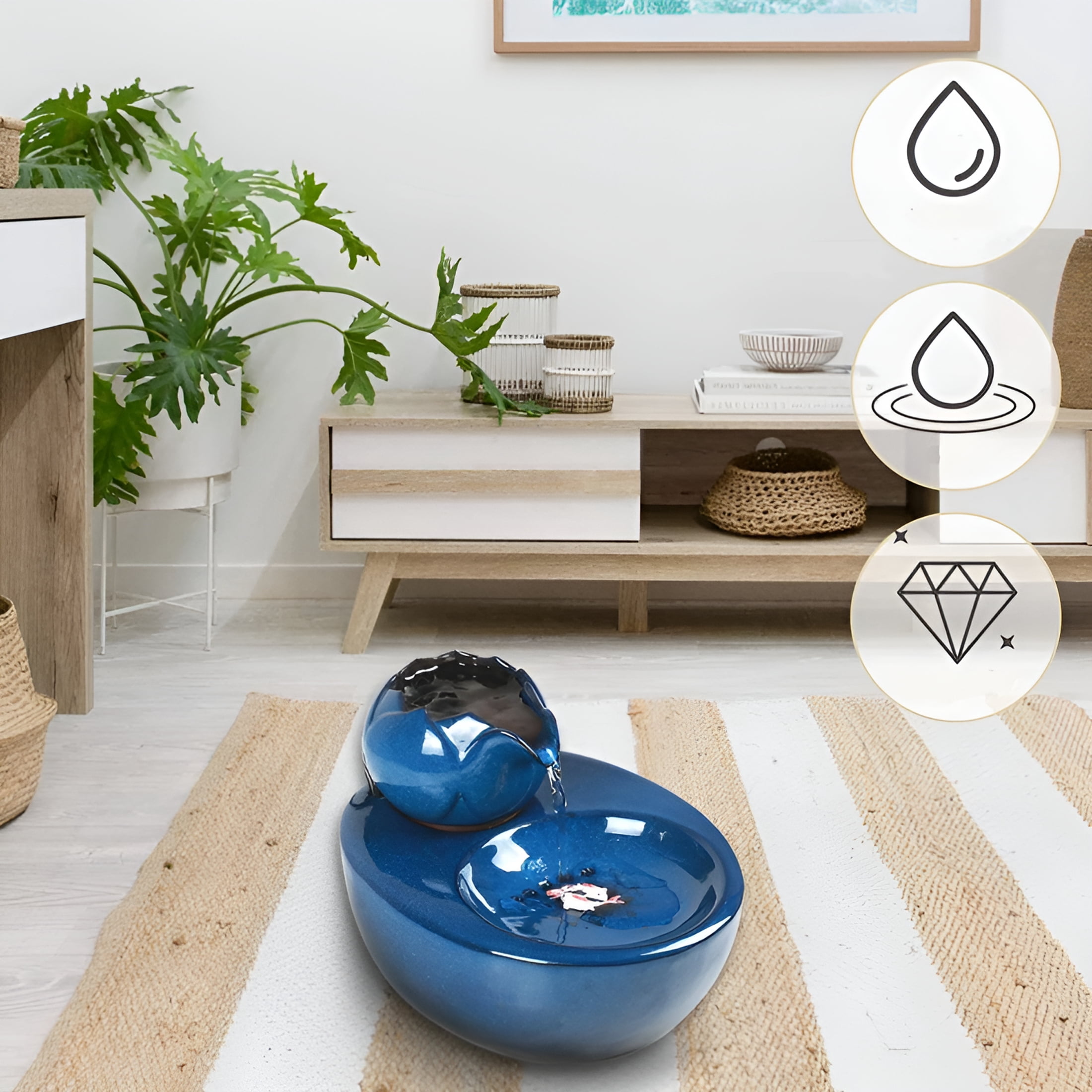 ACDANC Cat Fountain Ceramic Pet Water Dispenser Vertical Cats Drinking Fountains, Automatic Circulation Filters Water Automatic Water Dispenser for Cats