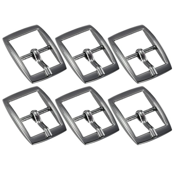 Uxcell Metal Roller Buckle, 6Pack 0.63 Inch Single Prong Belt Buckle Rectangle Center Bar Buckles for Leather Craft Accessories Belt, Black