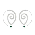 thumbnail image 1 of Pendientes redondos en espiral Qarigey colgantes de oreja con diamantes de imitación verdes plata, 1 of 6