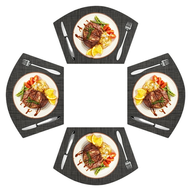 Wedge Placemats for Round Dinner Table Woven Vinyl Non Slip Plastic