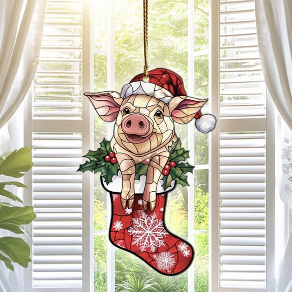 Pig Acrylic Suncatcher, Pig Ornaments, Pig Decor, Pig Gifts For Women Men, Pig Sun Catcher For Window Hanging, Pig Christmas Decorations