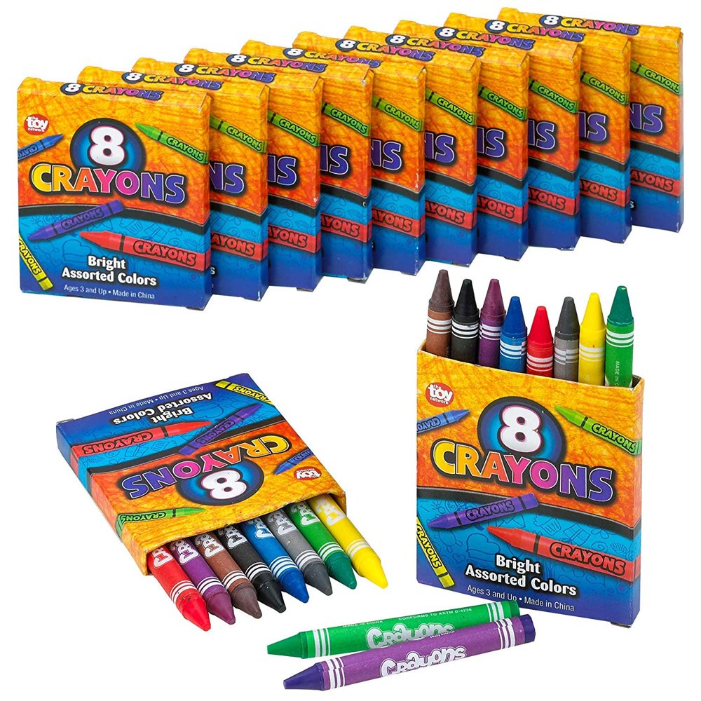Crayon Set 12 Packs with 8 Pieces Assorted Coloring Pencils in Each Pack A Total of 96